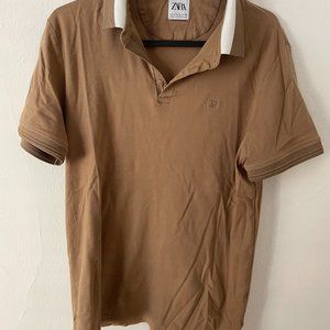 Zara Brown Polo Men Medium